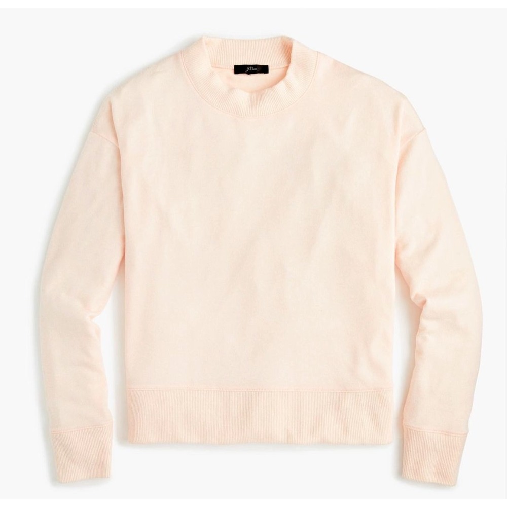 J. Crew Women's Light Pink Supercozy Mock Neck Sweatshirt Pullover- Size XL